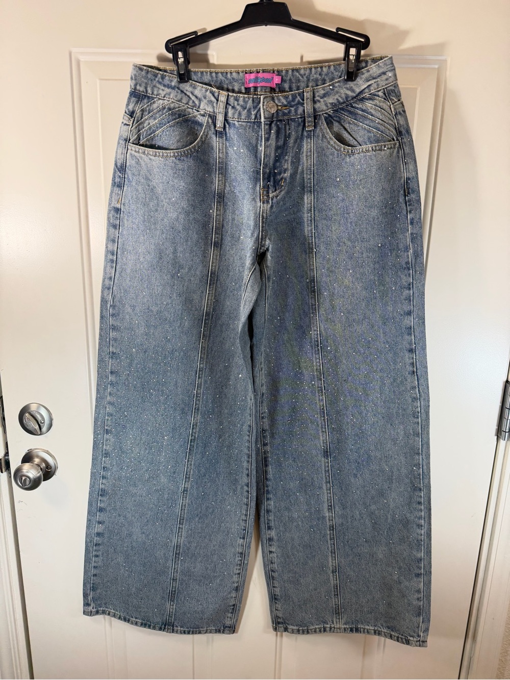 Edikted Rhinestone Wide Leg Jeans Women’s Size S